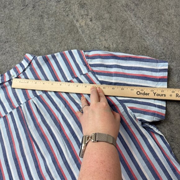 Chubbies Button-Down Shirt Men L Blue Red Striped Friday Short Sleeve - Picture 11 of 12